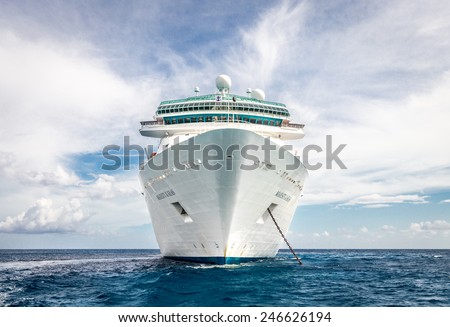 NASSAU, BAHAMAS - SEPTEMBER, 06, 2014: Royal Caribbean\'s ship, Majesty of the Seas, sails in the Port of the Bahamas on September 06, 2014