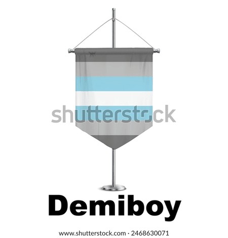 Demiboy Pride Medieval Vertical Flag Vector - Symbol of Gender Diversity with its unique grayscale palette and vibrant green accent. Perfect for inclusivity campaigns and awareness events.