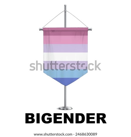 Bigender Pride Medieval Vertical Flag Vector - Symbol of Gender Diversity with its unique grayscale palette and vibrant green accent. Perfect for inclusivity campaigns and awareness events.