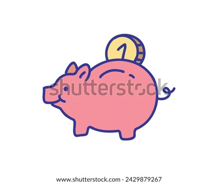 Piggy savings fill style icon design, Money finance commerce market payment invest and buy theme Vector illustration