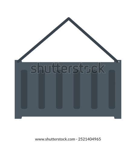 Container or cargo bin with vertical lines and a closed top. Storage and transport flat design. Ideal for logistics, shipping, and warehouse themes.