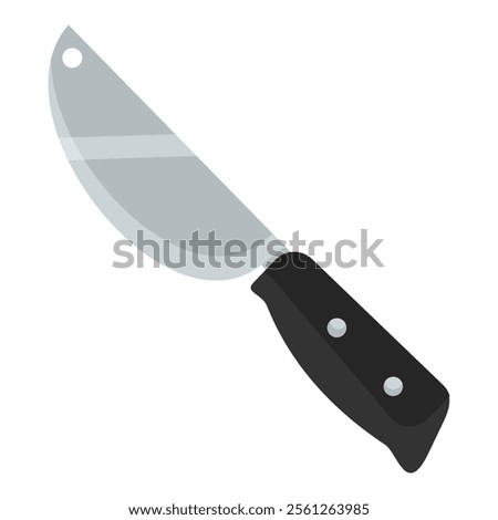 Kitchen knife with a black handle, silver blade, two rivets, and a hole near the tip. Essential tool for food preparation and cutting tasks