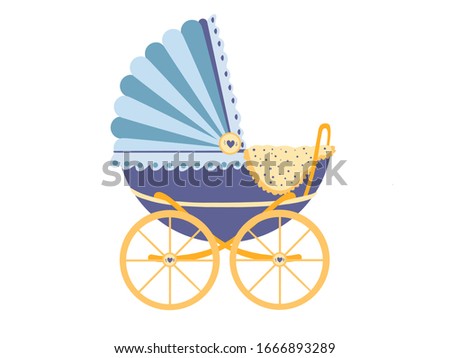 Baby carriage, icon. Baby pram on a white background. Vector flat color illustration