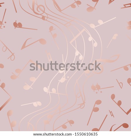 Elegant design musical notes. Seamless pattern. Notes on solid background golden glitter marble imitation rose gold. Beautiful music backdrop. Delicate pattern. Musical notes. Modern stylish texture