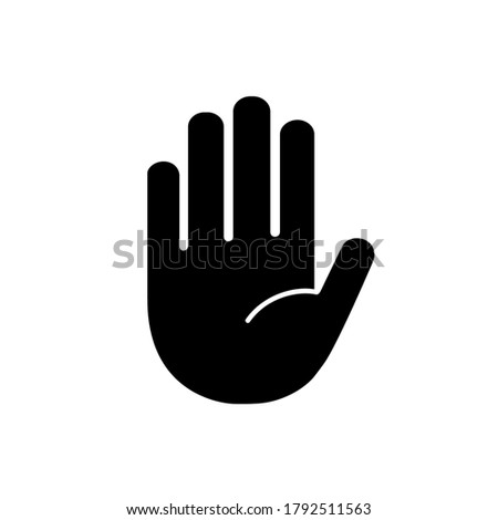 Hand icon isolated on background. Stop sign. Palm symbol. Gesture hand. Showing hand stop. Vector illustration