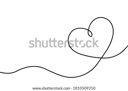 Heart continuous line drawing. Single hand drawn contour heart for design love, romance, greeting wedding. Shape one heart lineart. Simple icon. Fashion heart isolated on white background. Vector