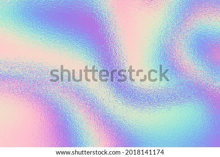 Iridescent texture. Holographic background. Hologram gradient
neon color. Foil effect. Rainbow graphic. Chrome cosmic design for prints. Holography pattern. Pearlescent ombre. Pastel patern. Vector
