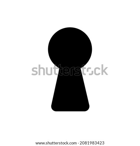 Keyhole icon. Key hole for door. Black silhouette keyhole isolated on white background. Home lock. Secrecy graphic. Simple flat lock. Symbol secret concept. Padlock outline. Vector illustration