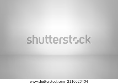 White studio background. Abstract empty room with soft light for product. Simple grey neutral backdrop. Line horizon. Gray gradient background. Texture blank wall and floor. Vector illustration