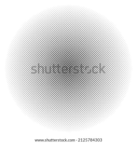 Halftone dot. Round faded pattern. Black circle isolated on white background. Design comic prints. Screentone dots. Radial point fadew gradation for overlay effect. Ring gradient. Vector illustration
