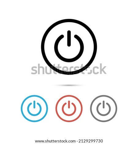 Power icon. Button start. Set symbol off isolated on white background. Sign switch for design prints. Flat circle pictogram. Silhouette shutdown computer. Round energy simbol. Vector illustration