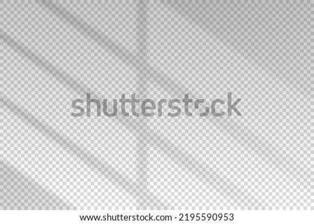 Shadow from reflection blind. Reflected shades on sun light window on wall. Overlay effect design print. Natural shade blinds isolated on transparent background. Reflect sunlight soft shading. Vector