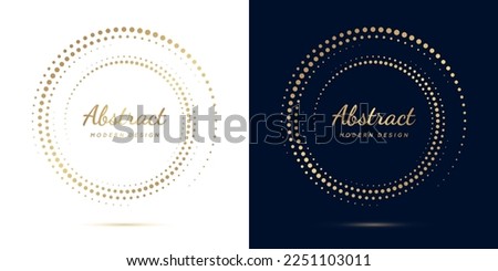 Circle gold fading boarder. Luxury golden circular border with effect halftone. Elegant dot fade frames. Modern ring. Round fadew patterns. Delicate fades element for design print. Vector illustration