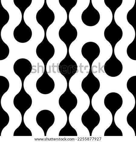 Circle seamless pattern. Repeating black dot on white background. Repeated metaball wallpaper. Abstract design for tech print. Modern repeat backdrop. Blobs shapes. Circe form. Vector illustration