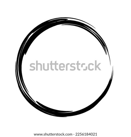 Circle brush strokes boarder. Black circular border isolated on white background. Abstract swirl frames. Modern whirlpool ring. Round concentric patterns. element for design print. Vector illustration