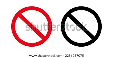 Icon symbol ban. Sign forbidden. Circle sign stop entry and slash line isolated on white background. Mark prohibited. Round cross logo restrict entrance. Signal banned enter. Vector illustration
