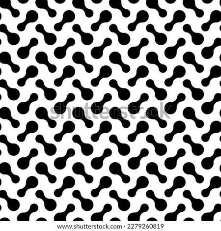 Circle seamless pattern. Repeating black dot on white background. Repeated metaball wallpaper. Abstract design for tech print. Modern repeat backdrop. Blobs shapes. Circe form. Vector illustration