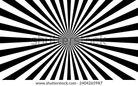 Sun ray light. Sun rays background. Radial burst. Sunburst black pattern isolated on white background. Beams line. Radiate sunlight. Comic effect texture. Retro pop art stripe. Vector illustration