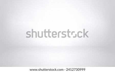 White studio background. Abstract empty room with soft light for product. Simple grey neutral backdrop. Line horizon. Gray gradient background. Texture blank wall and floor. Vector illustration