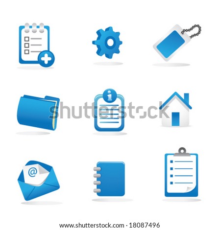 Business, Web, and Presentation Icons (Blue)