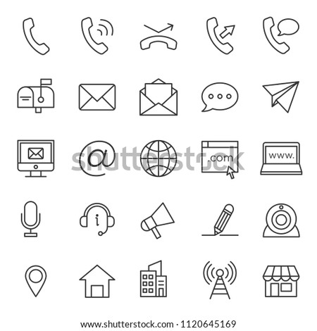 set of contact support icon collection, with simple lined and modern style use for web and application support button sign, editable stroke pictogram, communication, infographic, perfect pixel