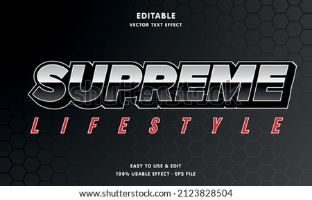 editable supreme text effect template with modern concept usable for food brand label and logo