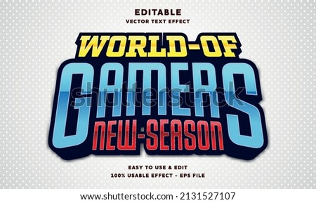  world of gamers editable text effect with modern and simple style, usable for logo or campaign title