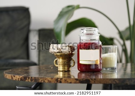 Similar – Image, Stock Photo Marble vase with sage leaves