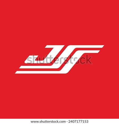 JSS letter monogram logo design vector with red background