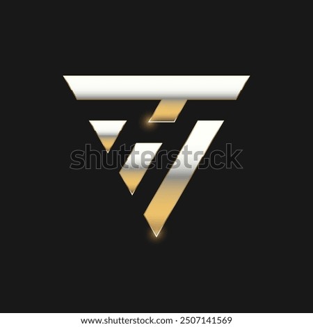 Letter HT logo design symbol with gold effect