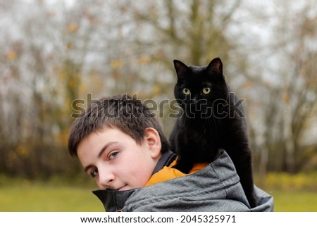 Similar – Image, Stock Photo shoulder haired boy