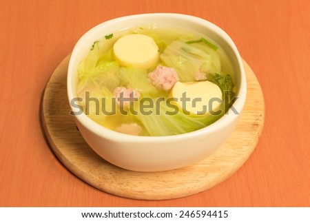 Clear Soup with Bean Curd and Minced Pork