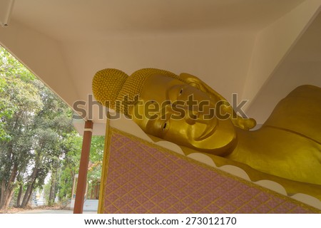 Lie down buddha in the temple at Wat Pa Trai Wiwek