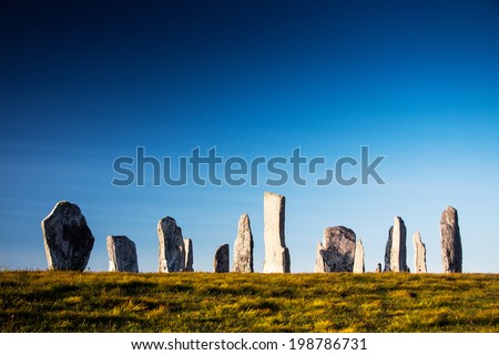 Stone Circle at Callanish, Isle of Lewis, Outer Hebrides. Photographed in late evening sunlight.