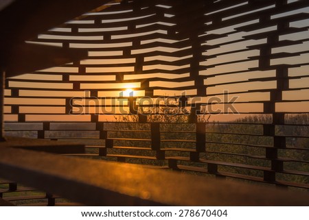 Sunset photographed from the see-through church in Borgloon