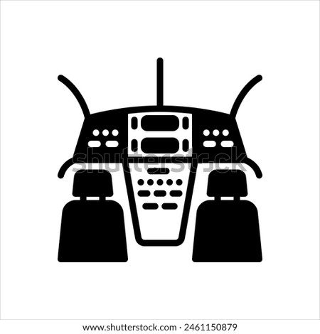 Vector solid black icon for cockpit