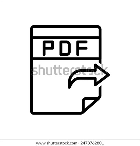 Vector black line icon for pdf export