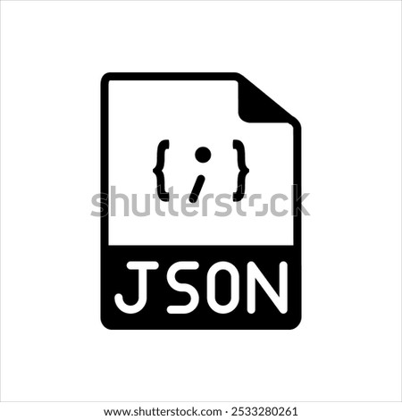 Vector solid black icon for json