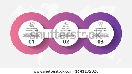 Vector template circle infographics. Business concept with 3 options and parts. Three steps for content, flowchart, timeline, levels