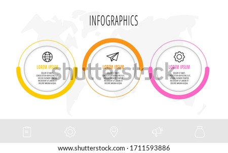 Vector template circle infographics. Business concept with 3 options and parts. Three steps for content, flowchart, timeline, levels. Path step by step
