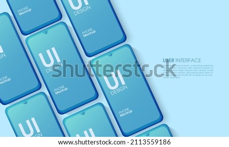 UI design concept, conceptual illustration of smartphone, mobile app or website with multiple option in blue background- Vector Illustration.