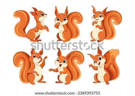 Forest cartoon funny animal. A collection of six drawn emoji. Use for children's illustrations, greeting cards, holidays, stickers, web design, print.
