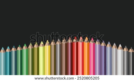 Set of colored pencils. Homepage banner template. Online. Homepage header design. Close-up.