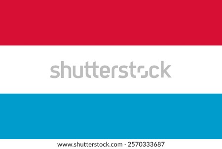 Luxembourg flag. Red, white and blue symbol of national pride and cultural heritage. Close-up. Design for printing, souvenirs, gifts, important events and holidays, web design.