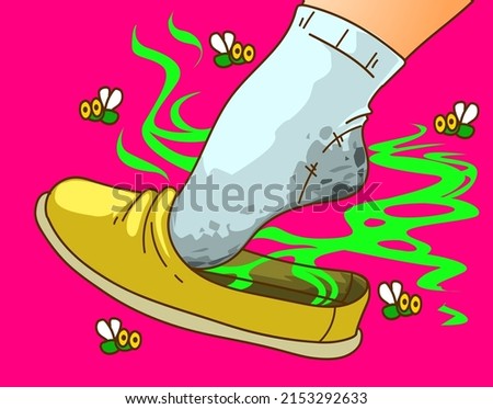 Unshoe. Sweaty leg. Stinked leg. Healthcare illustration. Vector illustration. 