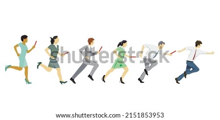 Business relay race in team, isolated iillustration