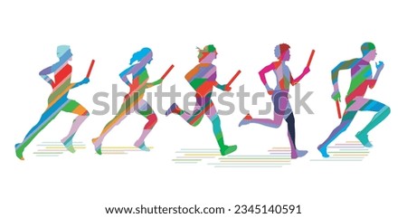  relay race in team, isolated iillustration