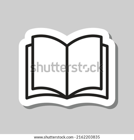 Open book simple icon vector.Flat design. Sticker with shadow on gray background.ai