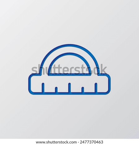 Protactor, ruler simple icon vector. Flat design. Paper cut design. Cutted blue symbol with shadow. Gray background.ai