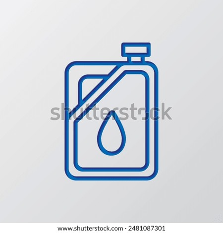 Oil, diesel simple icon vector. Flat design. Paper cut design. Cutted blue symbol with shadow. Gray background.ai